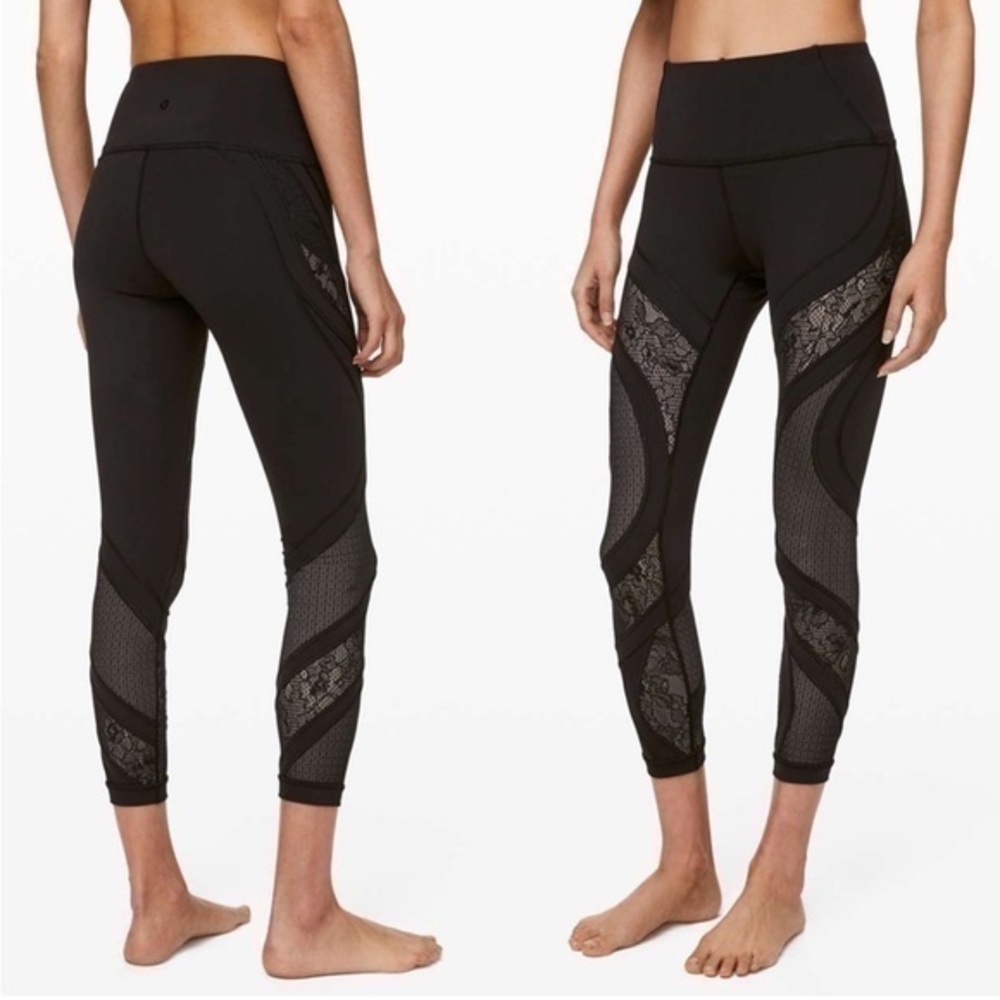 Lululemon Wunder Under lace leggings black brand new size 2